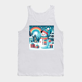 Cute snowman in a cozy town Tank Top